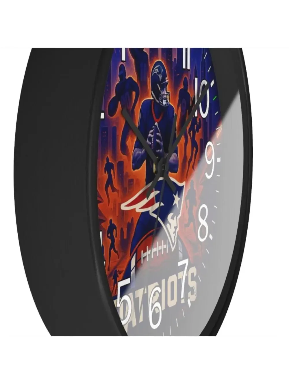 REVERSE TICKING CLOCK NEW ENGLAND PATRIOTS Glow In The Dark Wall Clock New!